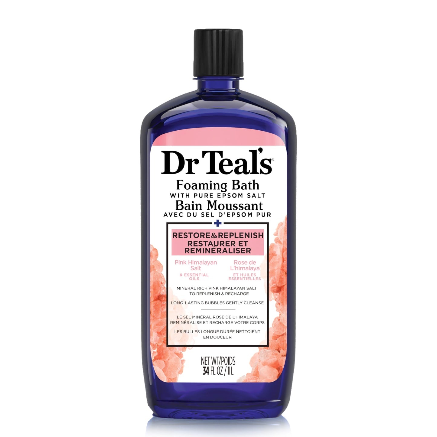 Dr Teal's Restore & Replenish Pure Epsom Salt & Essential Oils Pink Himalayan Foaming Bath 34 oz Beauty & Personal Care Dr Teal's