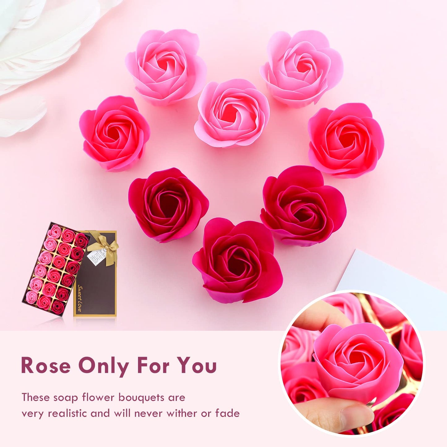 JIALEEY Floral Scented Bath Soap Rose Flower Petals, Plant Essential Oil Rose Soap Set Shaped Petals Gifts Ideas for Her Women Teens Girls Mom Beauty & Personal Care JIALEEY