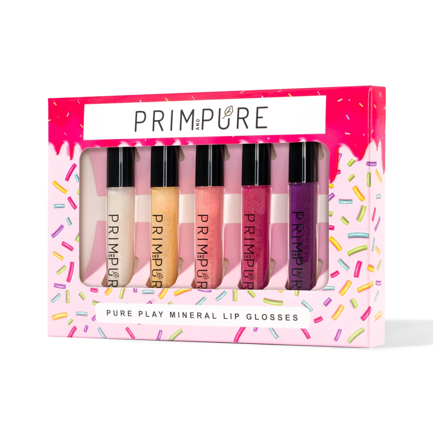 Prim and Pure Mineral Play Lip Gloss Set (Pack of 5) - 100% Natural, Organic, Vanilla Cupcake Birthday Girls Non-toxic Kids Lip Gloss Made in the USA Beauty & Personal Care Prim and Pure