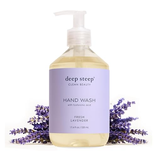 Deep Steep Liquid Hand Wash, Fresh Lavender, 17.6 oz - Moisturizing Cleanser with Olive Oil, Aloe Vera, Glycerin & Hyaluronic Acid - Vegan, Clean Beauty & Personal Care Deep Steep