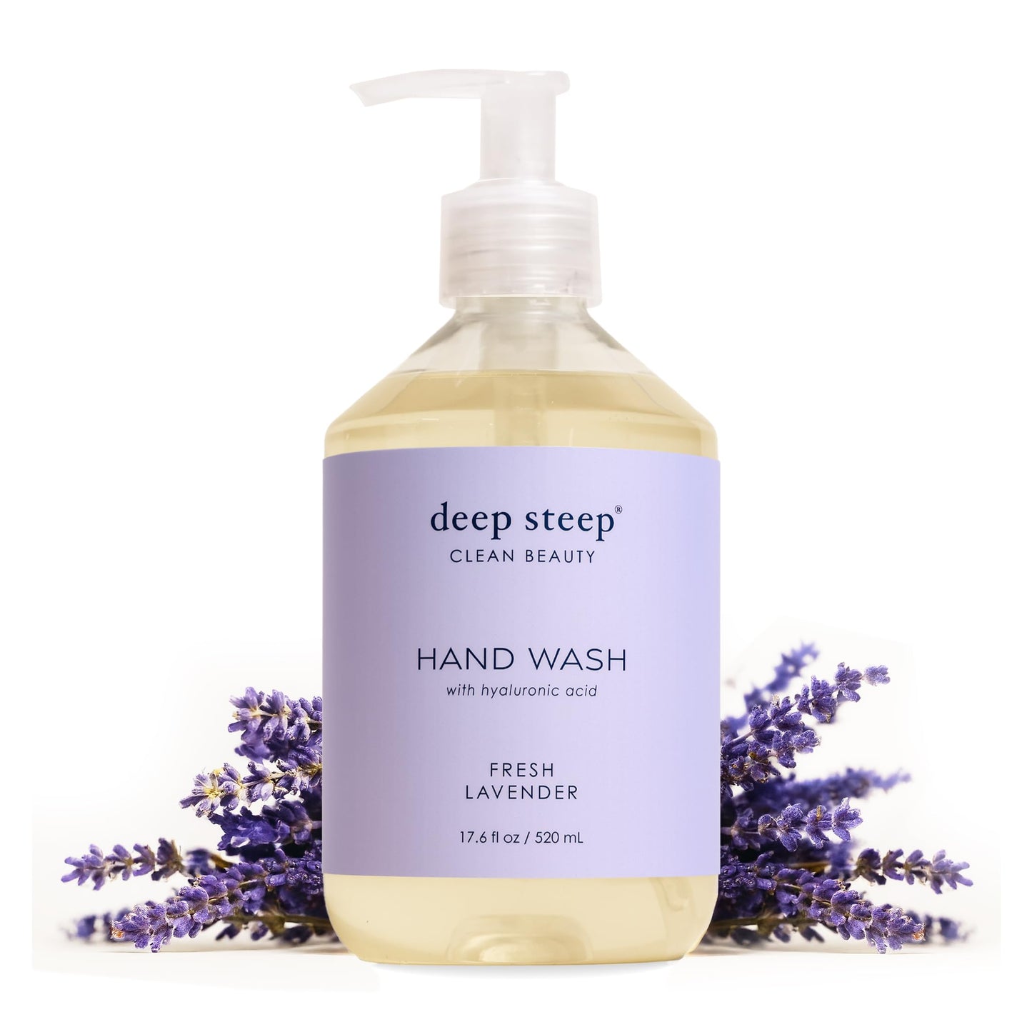 Deep Steep Liquid Hand Wash, Fresh Lavender, 17.6 oz - Moisturizing Cleanser with Olive Oil, Aloe Vera, Glycerin & Hyaluronic Acid - Vegan, Clean Beauty & Personal Care Deep Steep