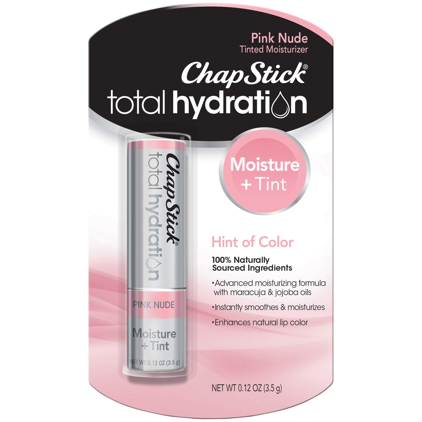 ChapStick Total Hydration Moisture + Tint Pink Nude Tinted Lip Balm Tube, Tinted Moisturizer - 0.12 Oz Beauty and Personal Care ChapStick