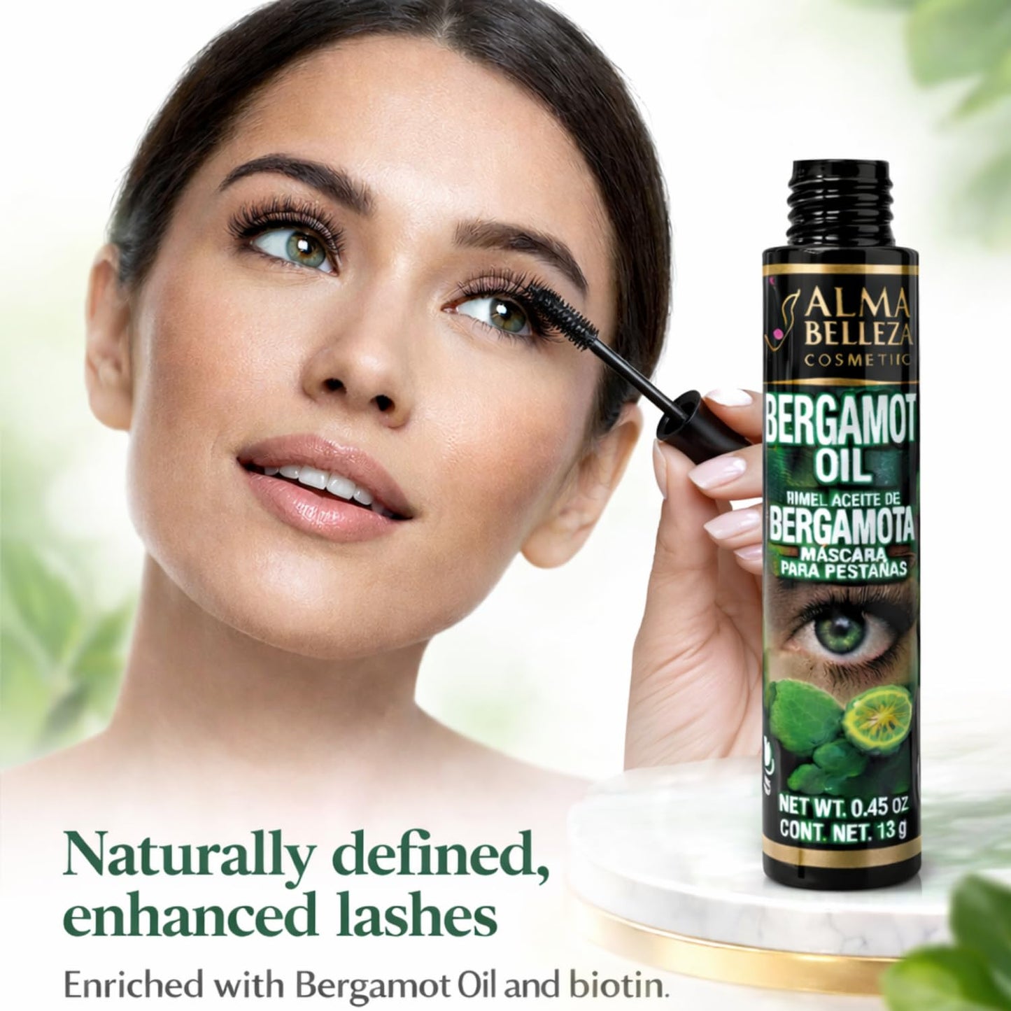 BERGAMOTA Oil Hair Care Bergamot oil ideal for hair, beard and mustache, 4.05oz + BERGAMOT OIL BLACK Waterproof Mascara, Strengthening 13g (4% silicon Beauty and Personal Care Alma Belleza