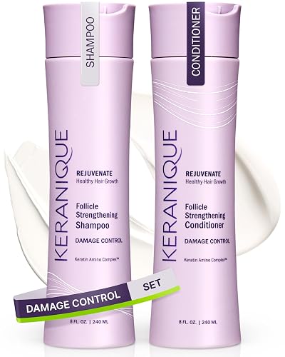 Keranique Damage Control Anti-Breakage Shampoo & Conditioner for Damaged, Thinning Hair - Intense Repair, Strengthening with Keratin, Biotin Beauty & Personal Care Keranique