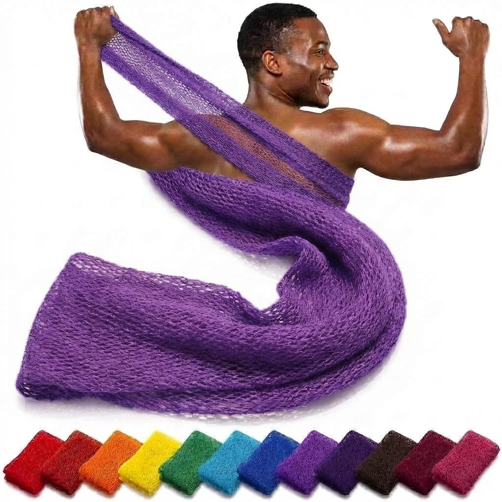 African net Sponge Authentic with Knots, Real, Long, exfoliating net Sponge with 12 Colors for Sale Made for Both Men and Women as a Hygiene Essential Beauty and Personal Care AFRICANA BEAUTY