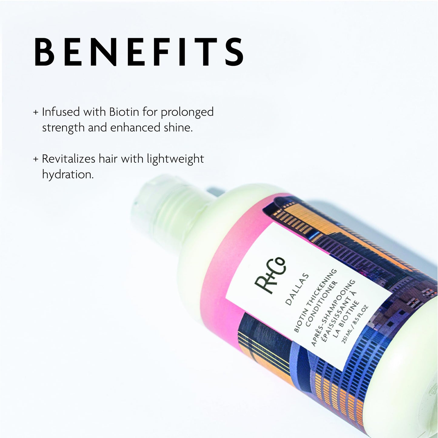R+Co Dallas Biotin Thickening Conditioner | Weightless Hydration, Strengthens + Enhances Shine | Vegan + Cruelty-Free | 8.5 Oz Beauty & Personal Care R+Co