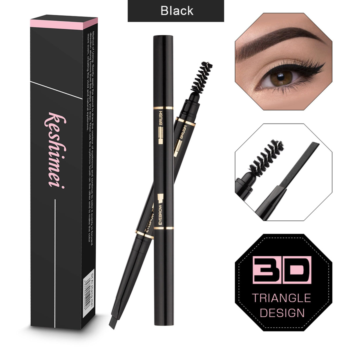 Eyebrow Pencil 2 Packs, Waterproof Smudge-Proof Brow Pencil with Brow Brush, Automatic Eye Brow Makeup Kit, Black Beauty & Personal Care AIRCLE