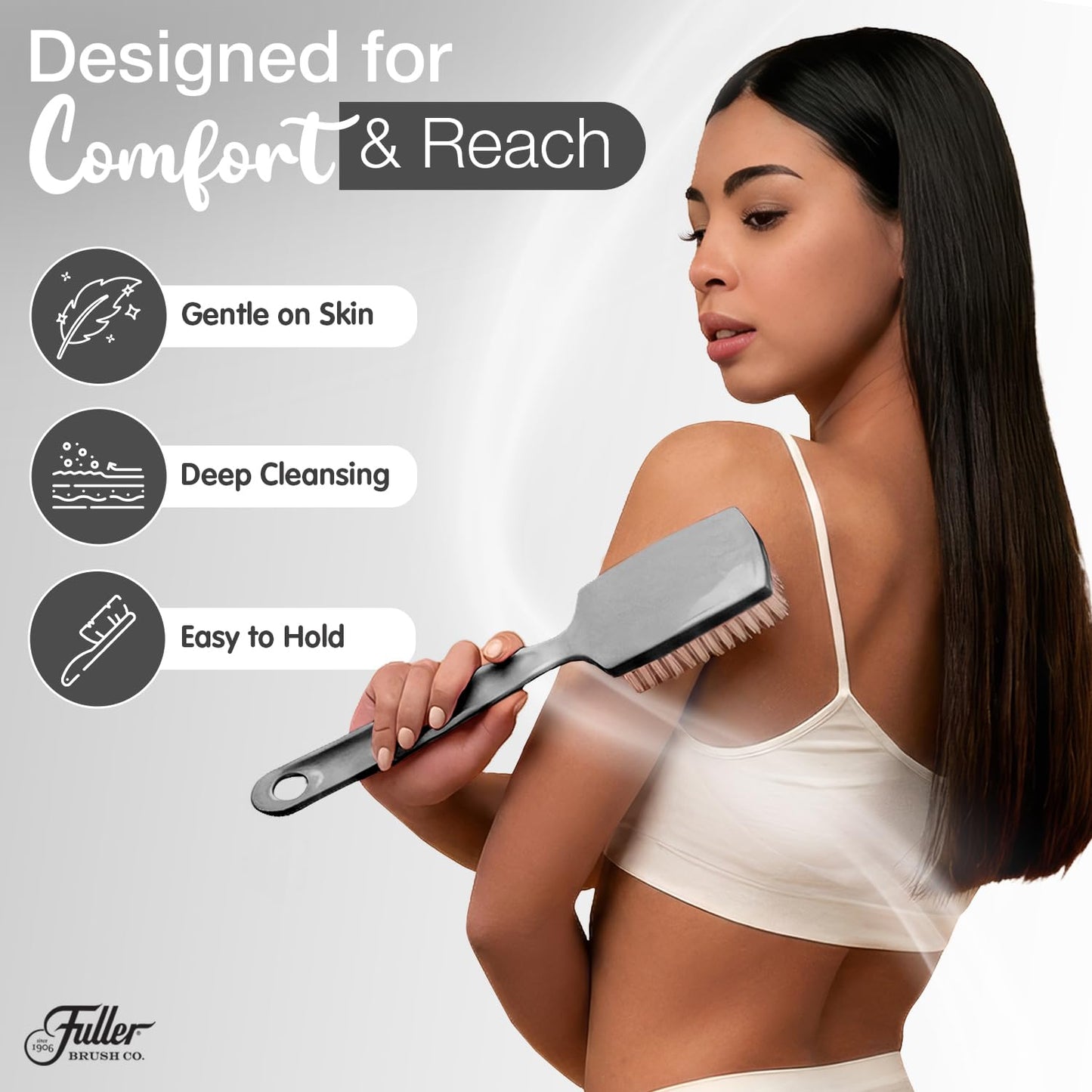 Fuller Brush Bath Brush with Long Handle - 13 Inch Back Scrubber for Shower - Gentle Exfoliating Body Brush for Wet or Dry Brushing - Ergonomic Beauty and Personal Care Fuller Brush