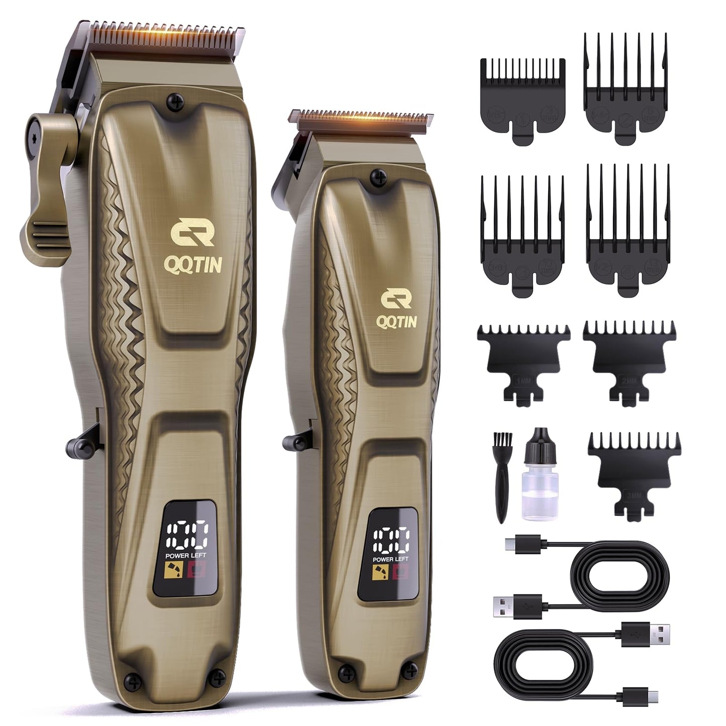 QQTIN Hair Clippers for Men Professional, Cordless Clippers and Trimmers Set for Hair Cutting, 8500RPM Rechargable Electric Hair Trimmer Beauty and Personal Care QQTIN