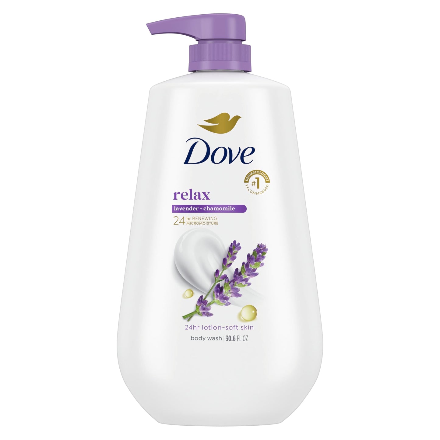 Dove Body Wash with Pump Relax Lavender Oil & Chamomile For 24hr Lotion-Soft Skin Moisturizing Skin Cleanser with No Sulfates No Parabens 30.6 Oz Beauty & Personal Care Dove