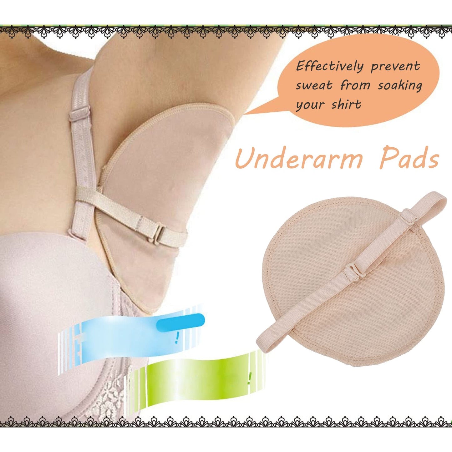 Underarm Reusable Armpit Breathable Comfortable Cotton Sweat Guard Armpit Sweat for Under Armpits Women and Men Beauty and Personal Care FILFEEL