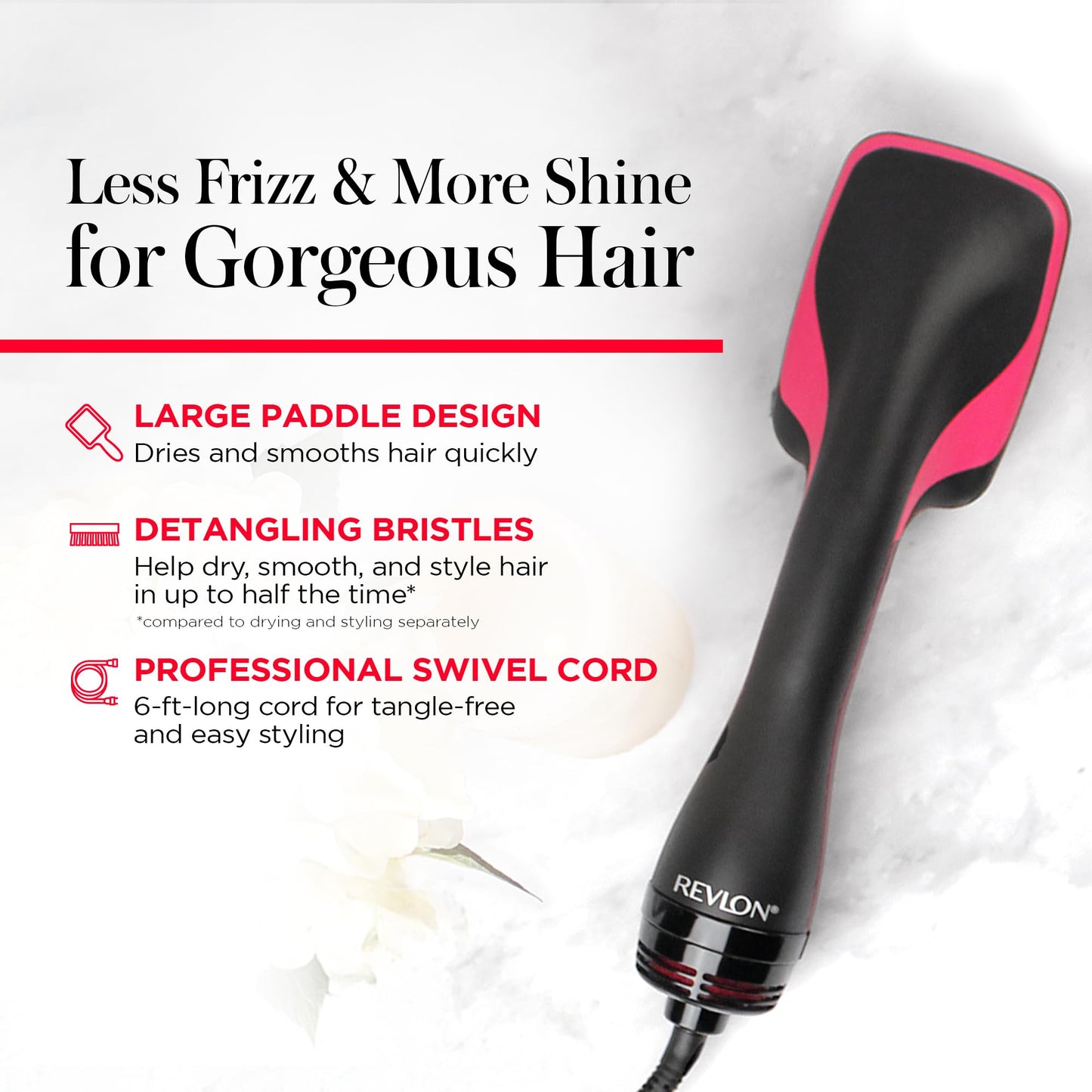 REVLON One-Step Hair Dryer and Styler, All-in-One Detangling and Straightener Brush for Salon-Quality Smooth, Straight Hair, More Shine and Less Beauty & Personal Care REVLON