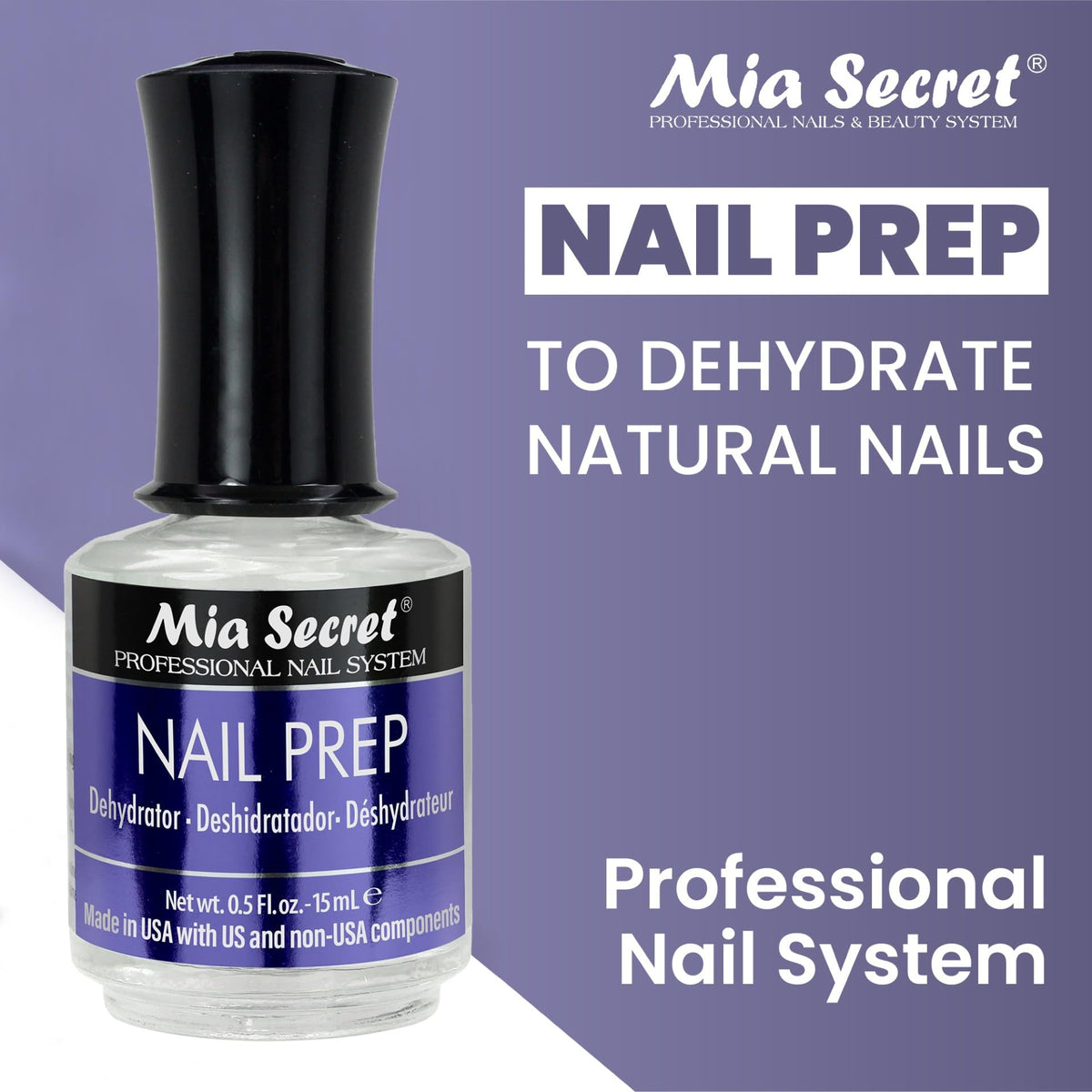 Mia Secret Professional Acid Free Natural Nail Prep Dehydrator, 15ml - Enhanced Bonding Dehydrator for Acrylic Powder and Gel Nail Polish