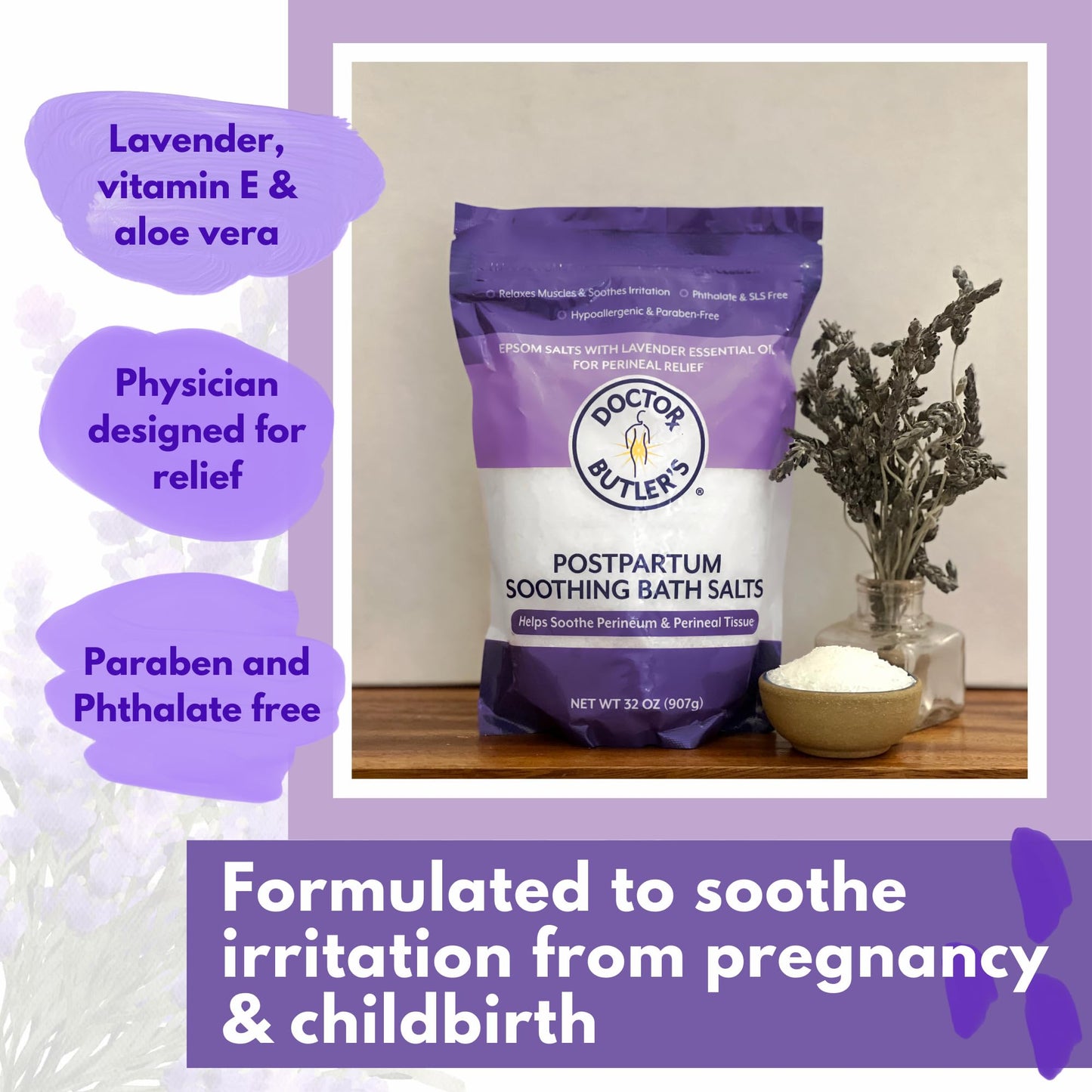 Doctor Butler’s Postpartum Soothing Bath Salts - Epsom Bath Salts for Women for Postpartum Recovery, Hemorrhoids, Discomfort, and Helps Soothe Beauty and Personal Care Doctor Butler's