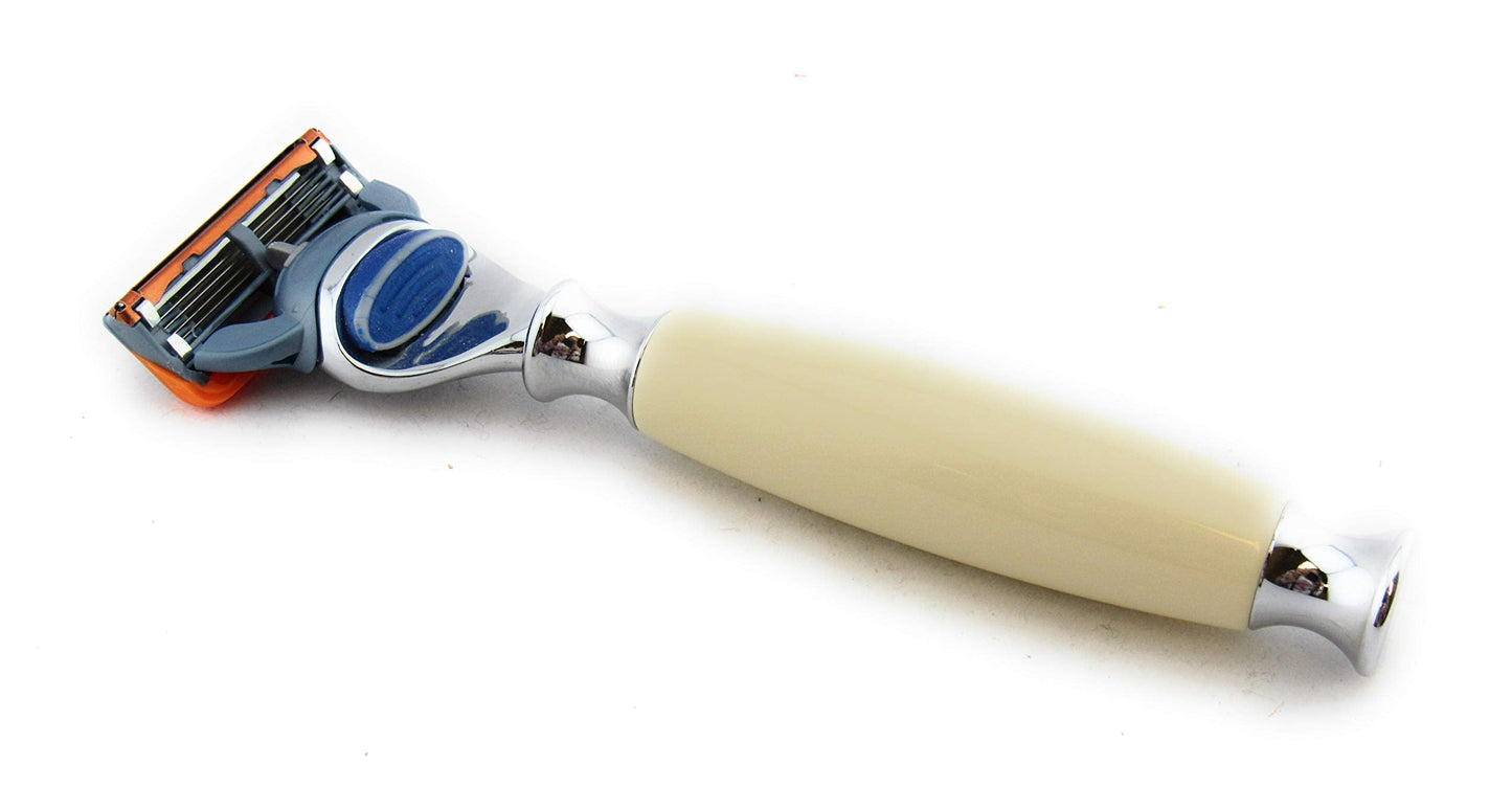 G.B.S Men's Grooming Kit - 5 Blade Ivory Razor, Ceramic Mug, Glycerin Soap, Shaving Brush, Stand Ultimate Includes 1 Blade Beauty and Personal Care G.B.S