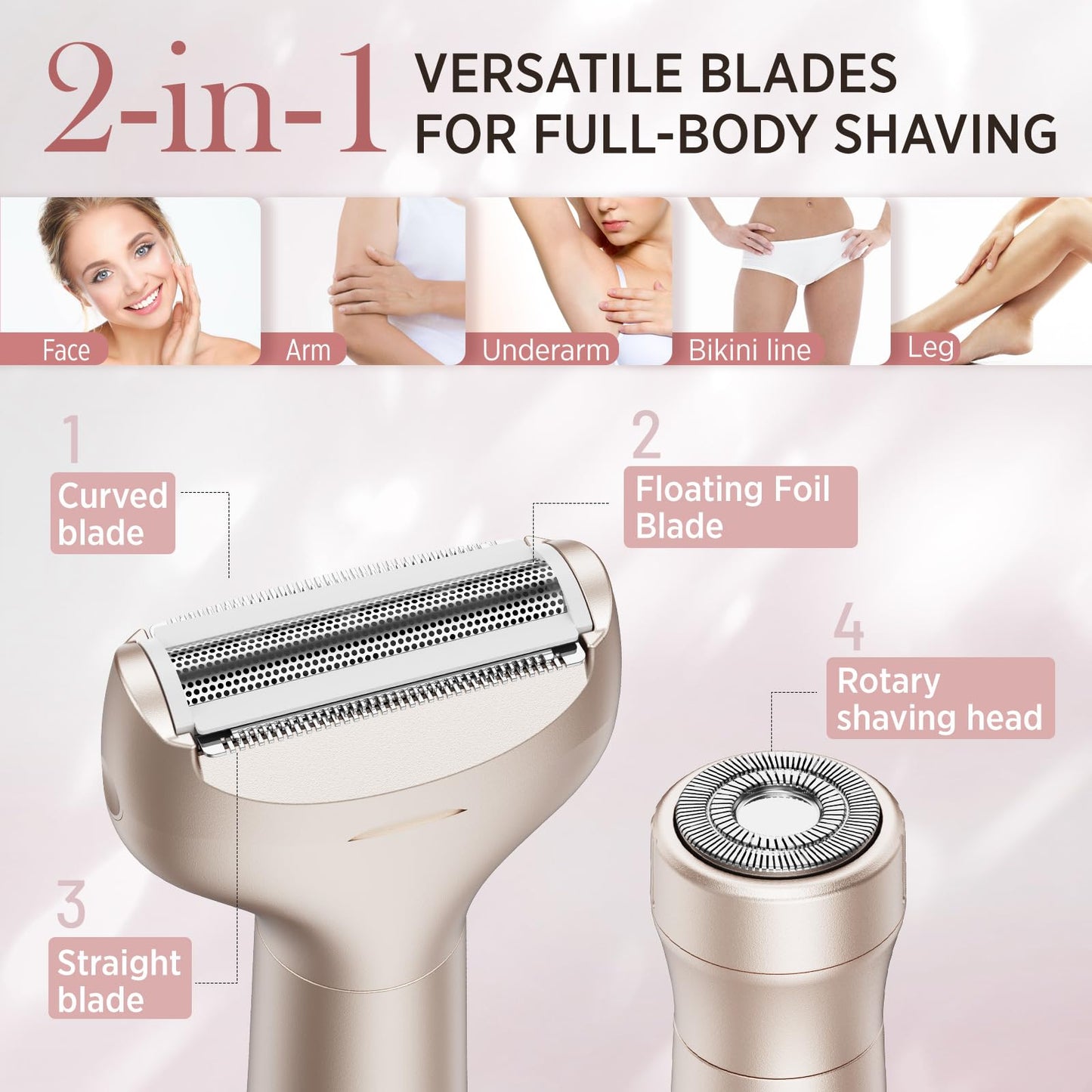 Orchrose Electric Razor for Women Rechargeable: 2-in-1 Painless Shaver for Face Legs Underarms and Bikini Area - Twist Knob Travel Lock Design Beauty and Personal Care Orchrose