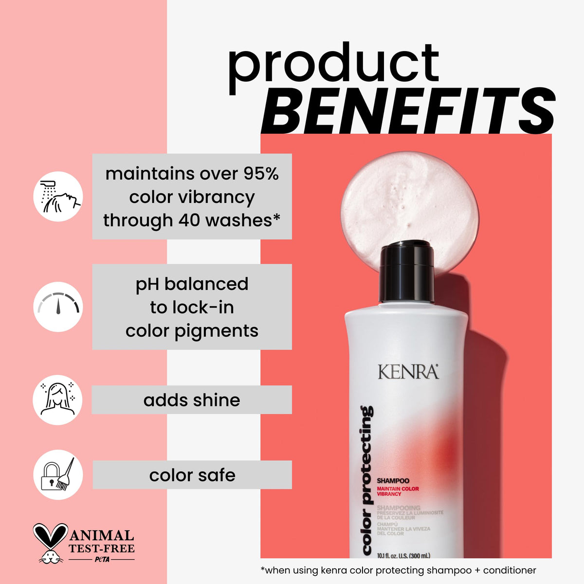 Kenra Professional Color Protecting Shampoo | Color Safe | Maintain Over 95% Color Vibrancy Through 40 Washes | Enhances Shine | pH-balancing System |
