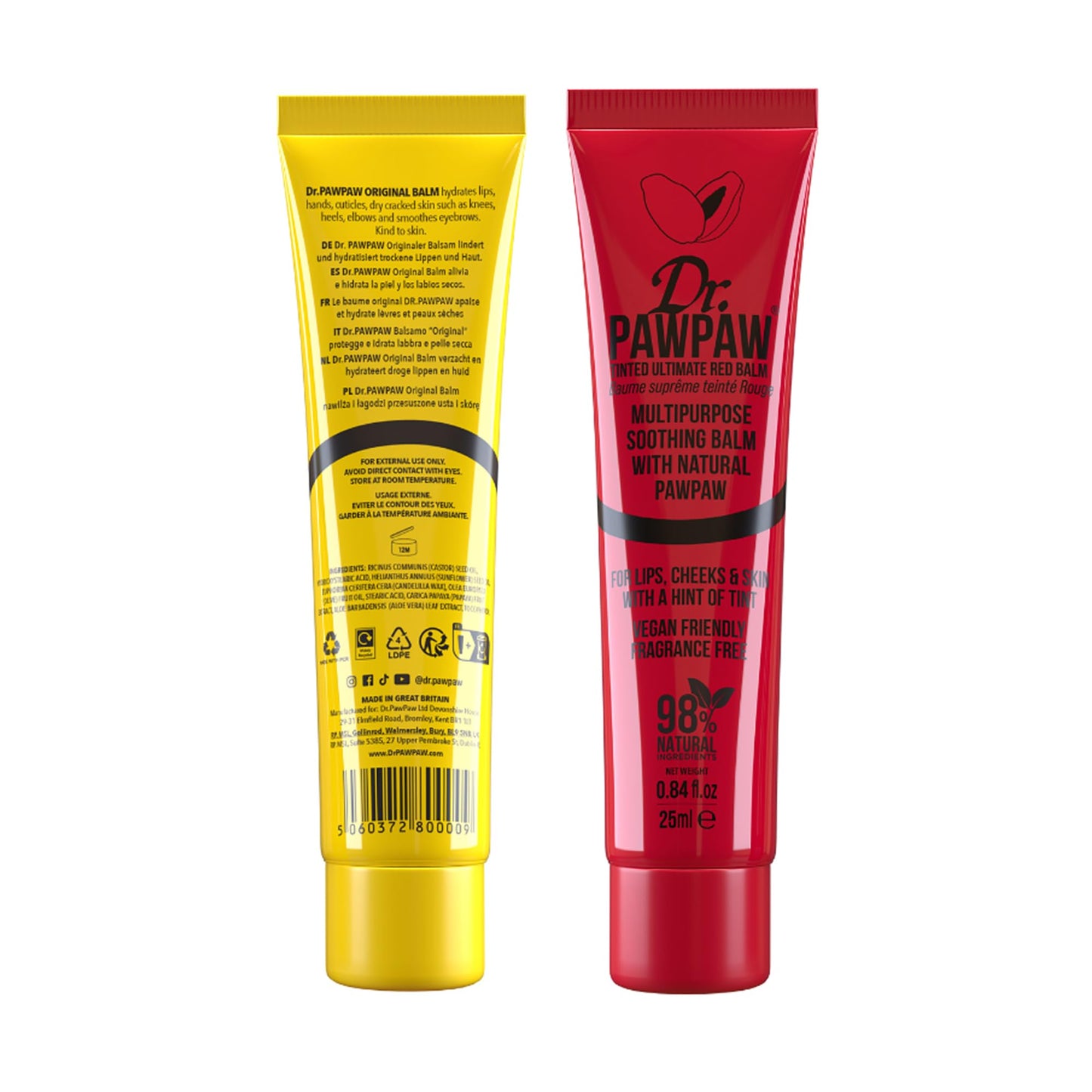 Dr. PawPaw Party Set - Multipurpose, Soothing and Tinted, Hydrating Lip Balm Giftset - Ultimate Red and Original Balm - Gluten Free - 2 pc Beauty and Personal Care Dr. PAWPAW ORIGINAL BALM