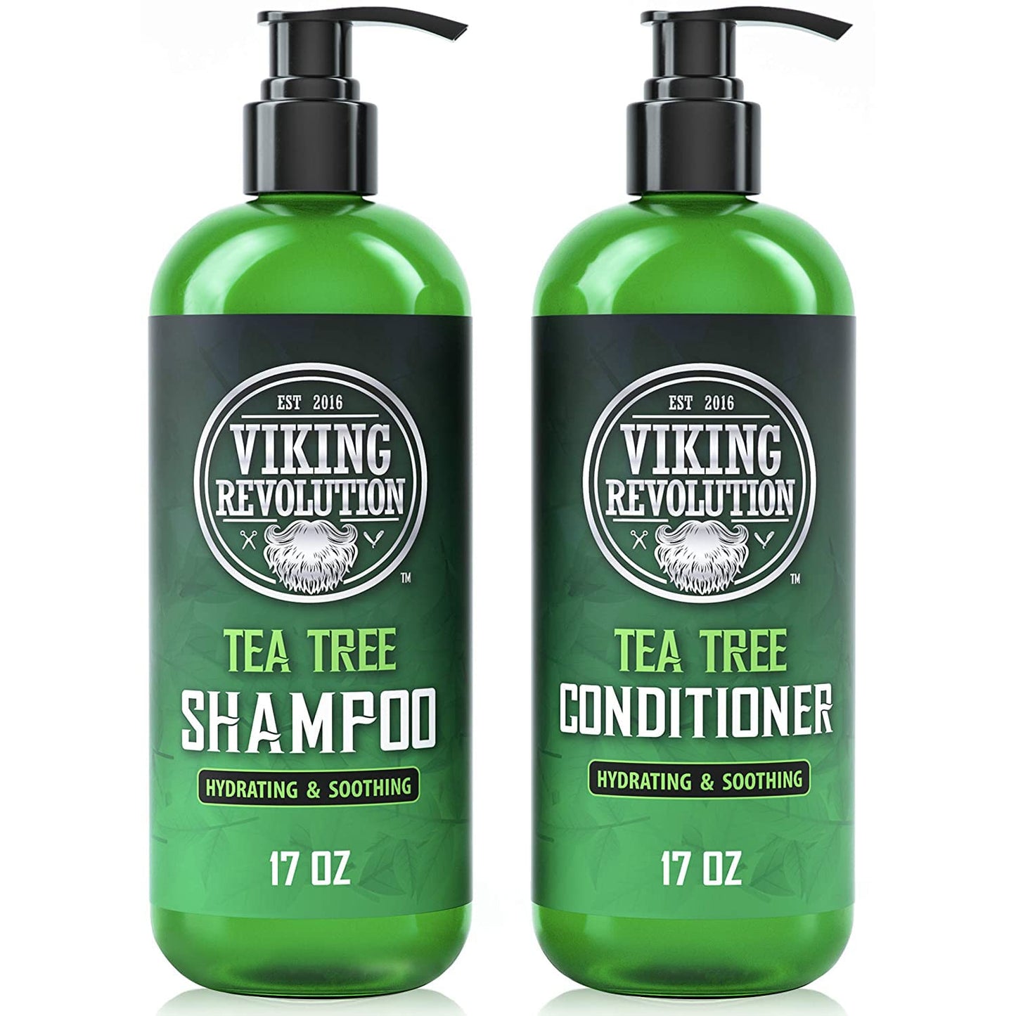 Viking Revolution Tea Tree Shampoo and Conditioner Set - Hydrates, Moisturizes & Soothes Dry and Itchy Scalps - With Natural Tea Tree Oil - 17 oz Beauty & Personal Care Viking Revolution