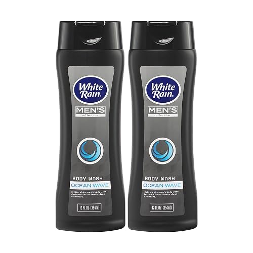 White Rain Mens Body Wash, 12 fl oz, Pack of 2 - Body Wash for Men with Vitamin E, Aloe & Marine Extracts, Paraben Free Shower Gel, Cool Ocean Wave Beauty & Personal Care White Rain