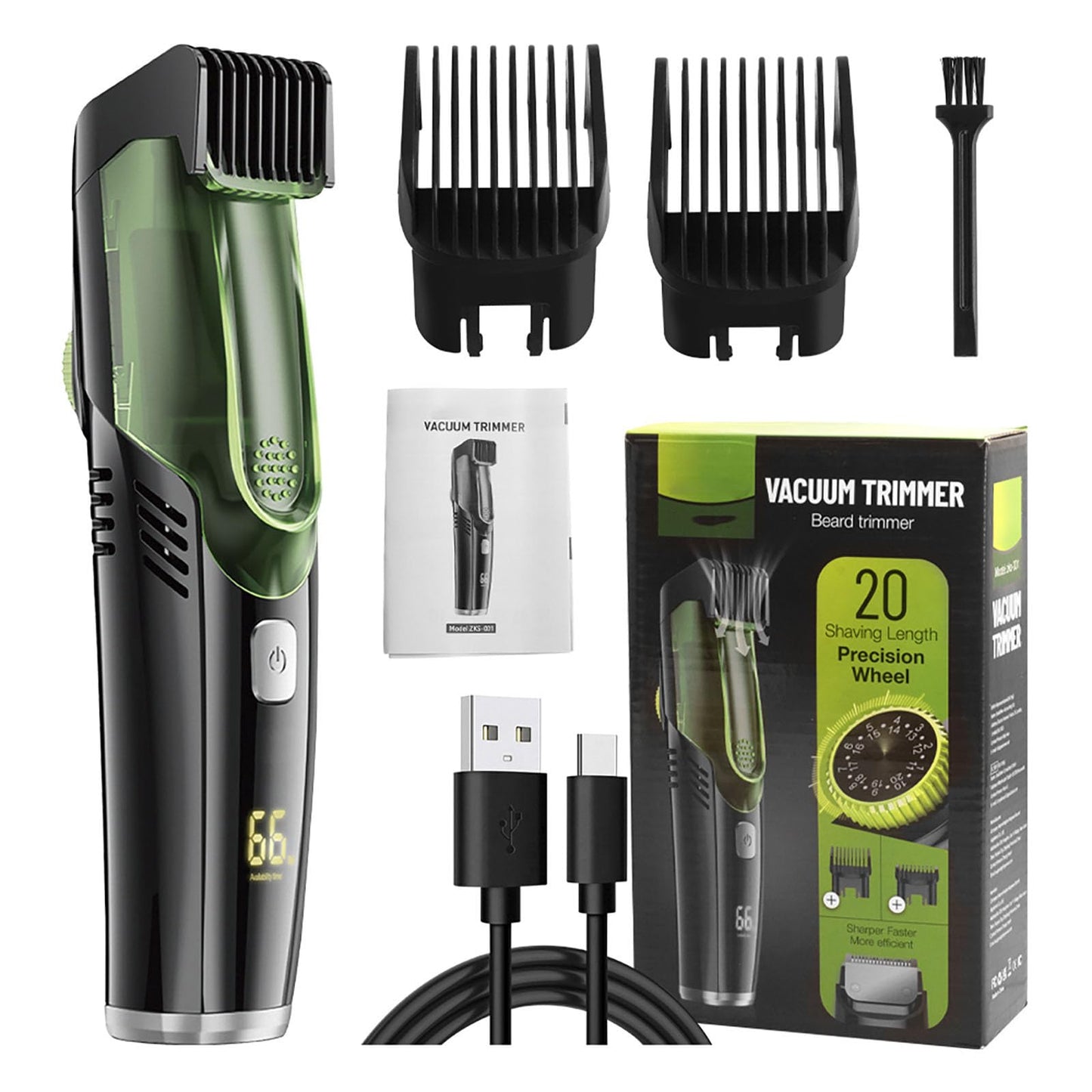 QDKVTNDJZ Professional Beard Trimmer for Men: All-in-One Vacuum Mustache with Precision Dial,Adjustable 20 Length Setting Premium Facial Hair Groomer Beauty and Personal Care QDKVTNDJZ