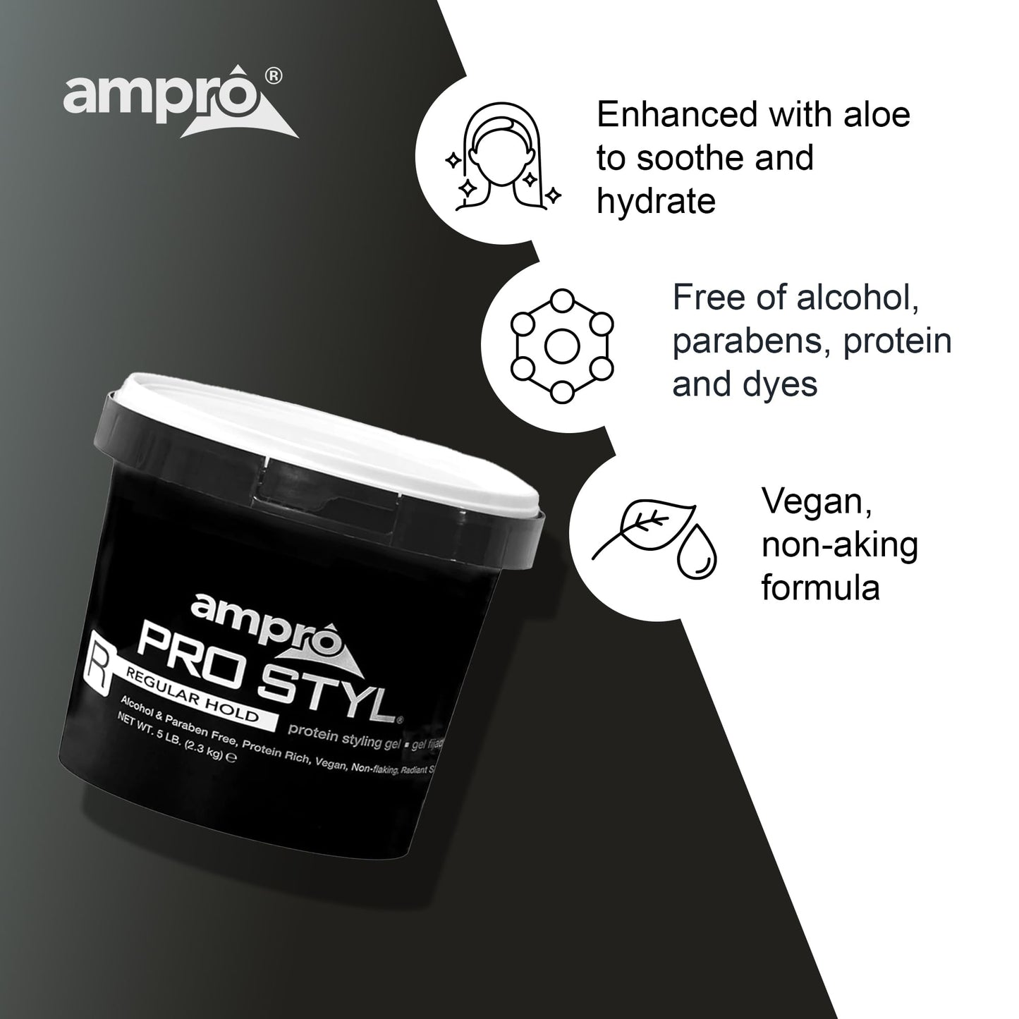 AmPro Pro Styl Styling Gel - Protects and Strengthens Your Strands - Non-Flaking, Alcohol Free, Vegan Formula - Flexible, Touchable Hold for All Hair Beauty & Personal Care AmPro