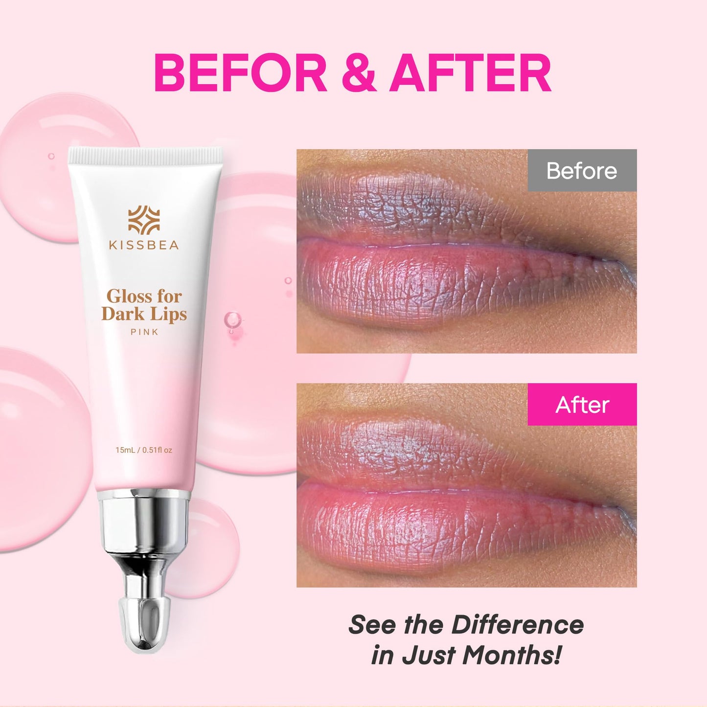 KissBea Lip Lightening for Dark Lips: for Smokers, Dry or Uneven-Toned Lips - Restores Natural Look & Moisture with VC, Lemon Peel & Licorice Beauty and Personal Care Kissbea