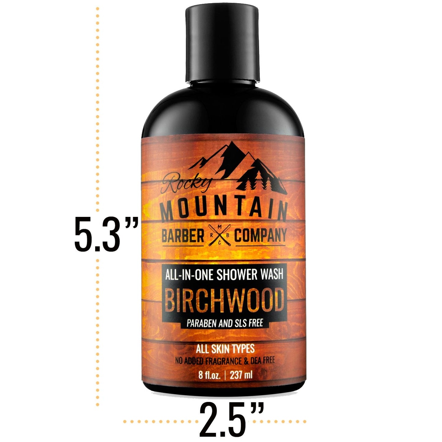 Rocky Mountain Barber Company Birchwood All-In-One Body Wash - Shampoo, Body Wash, Conditioner, Face Wash & Beard Wash with Essential Oils - 8 oz Beauty & Personal Care Rocky Mountain Barber Company