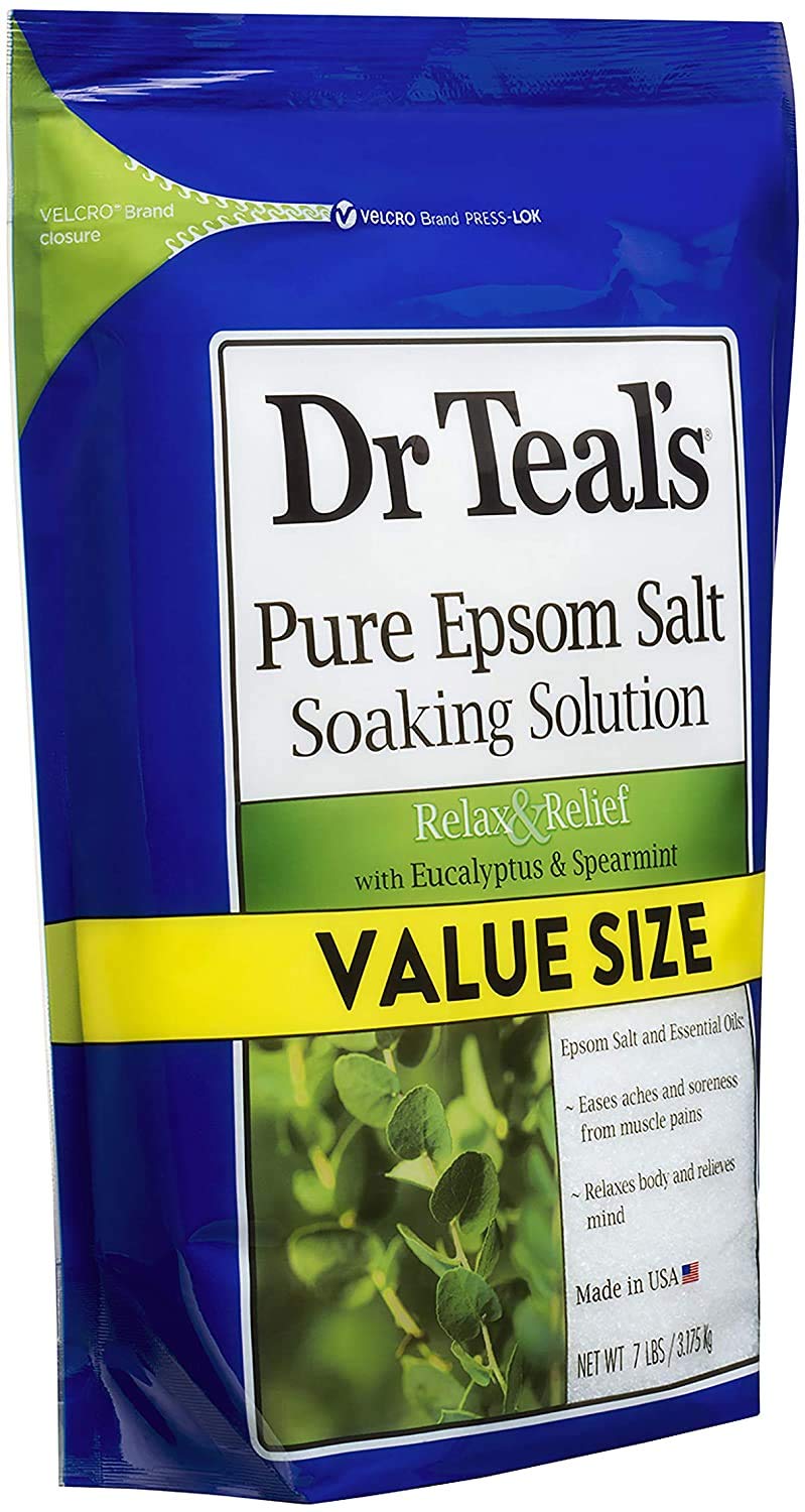 Dr Teal's Eucalyptus & Spearmint Salt Bath (3 Pack, 7lb Ea) - Relax & Relief Formula - Essential Oils Blended with Pure Epsom Salt - Ease Aches Beauty and Personal Care Dr Teal's
