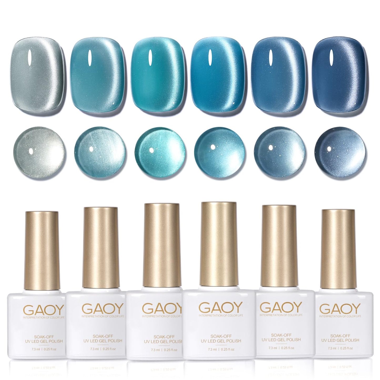 GAOY Blue Cat Eye Gel Polish Set with Magnet, Royal Navy Blue, Tropical Sea Beauty and Personal Care GAOY Default Title