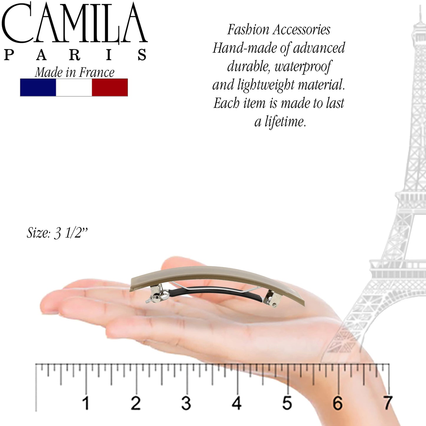 Camila Paris CP3385 French Hair Barrette Clip for Girls, Beige Rubberized Metal Clasp, Strong Hold Grip Hair Clips for Women, No Slip Durable Styling Beauty & Personal Care Camila