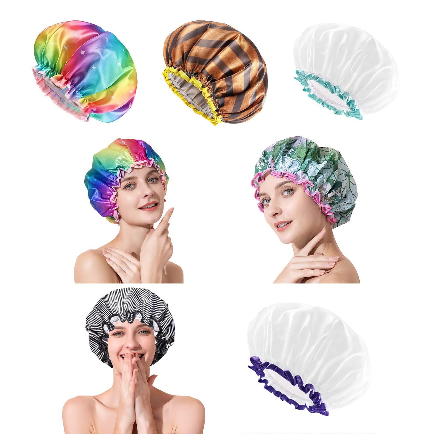 Multi-color Shower Hat Thicken Hair Salon Elastic For Woman Girls Bath Bathroom Supplies Bathing Hats Woman For Adults Beauty and Personal Care Shurhome