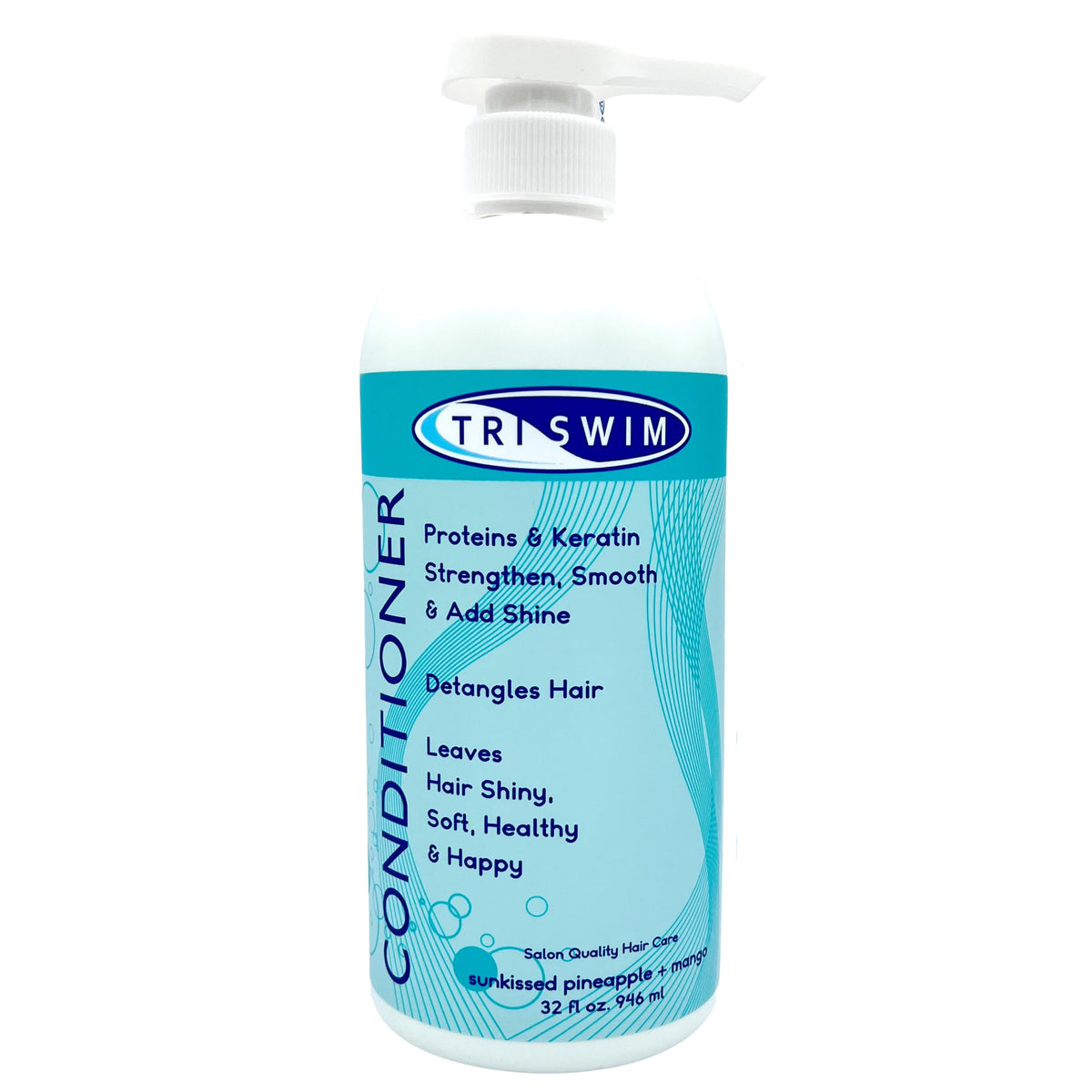 TRISWIM Swim Conditioner 32oz with Pump | After Swim Hair Care for Swimmers | Value Size for Frequent Swimmers | Repairs Damage from Chlorine, Bromine