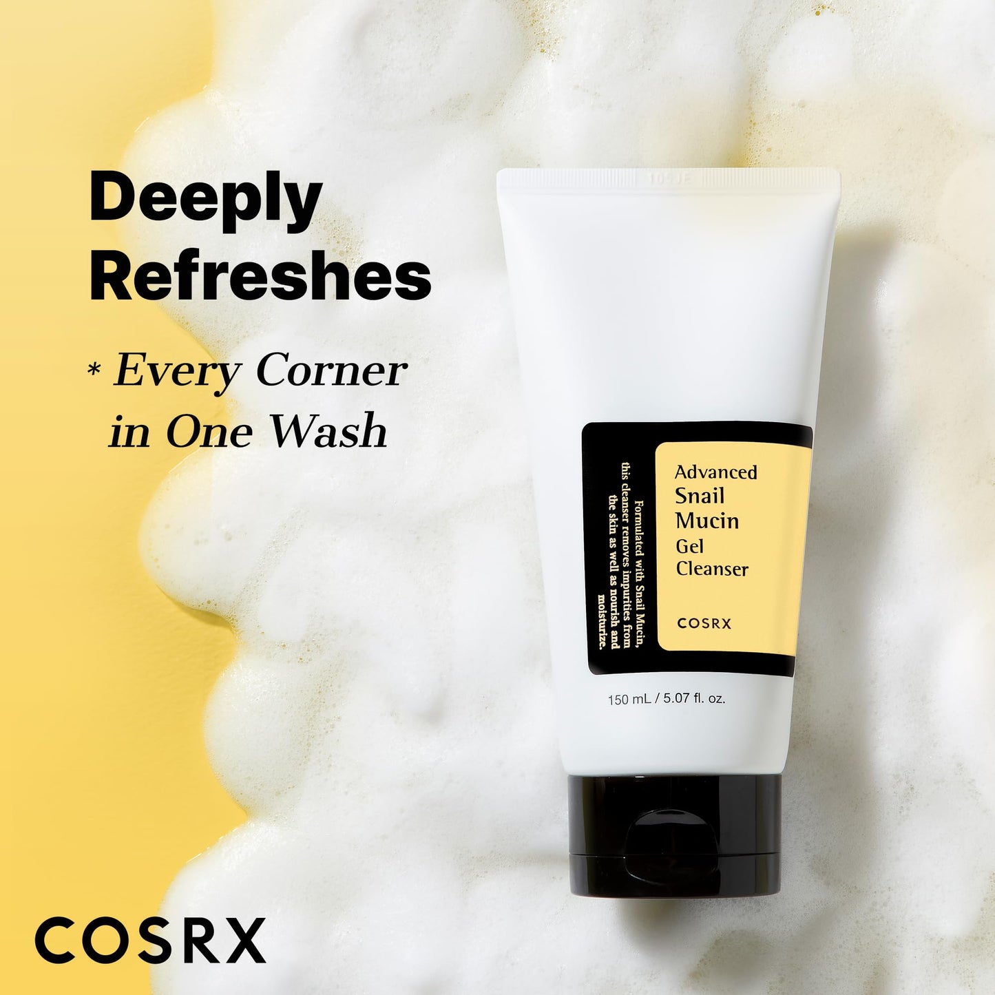 COSRX Advanced Snail Mucin Gel Cleanser, 5.07 Fl Oz / 150 mL, Rich Daily Deep Cleansing Gel Cleanser for Dull, Dry & Sensitive Skin, Korean Skin Care Beauty and Personal Care COSRX