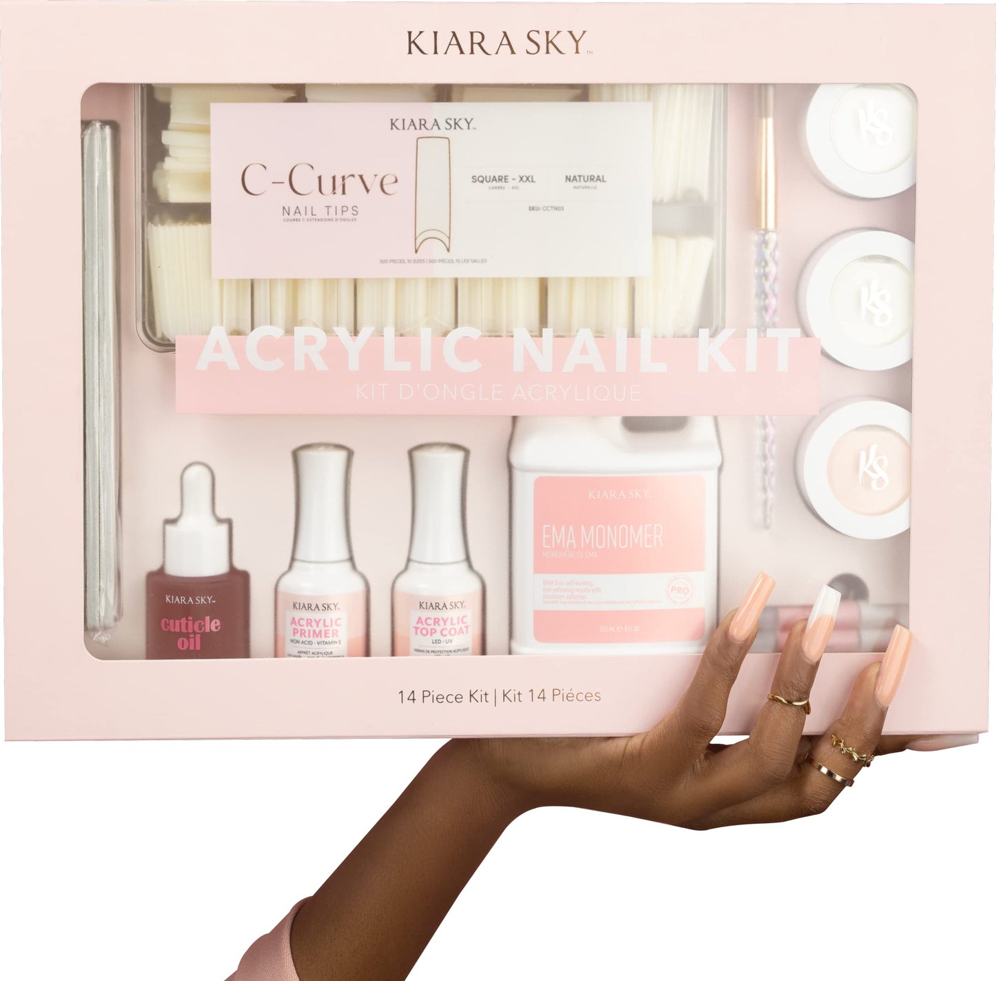 Kiara Sky 14 Piece Acrylic Nail Starter Kit (Includes EMA Monomer, Top Coat, Primer) Beauty & Personal Care KIARA SKY