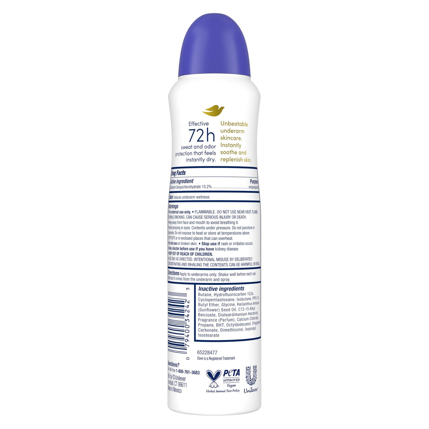 Dove Advanced Care Antiperspirant Deodorant Spray Nourished Beauty Antiperspirant Deodorant To Help Repair Skin’s Barrier After Shaving 72-hour Beauty and Personal Care Dove
