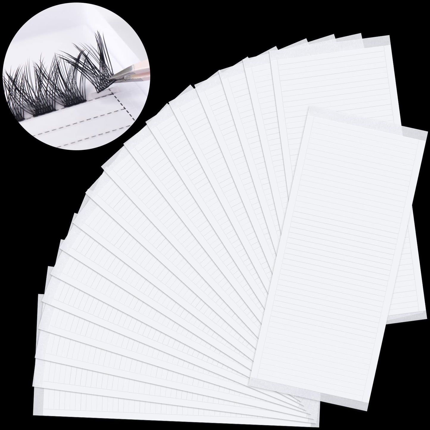 OIIKI False Eyelash Fans Paper Tape 1000pcs, Double Sided Adhesive Eyelash Fan Tape Holder Sticky Lash Strip, Eyelash Extensions Storage Tape Fast Fan Beauty & Personal Care OIIKI