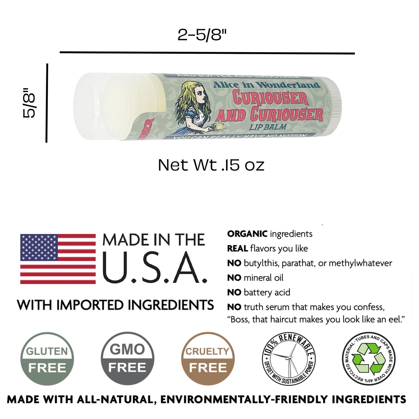 The Unemployed Philosophers Guild Alice in Wonderland Curioser and Curioser Lip Balm - Orange Marmalade Flavored, Cruelty-Free, Made in the USA Beauty & Personal Care The Unemployed Philosophers Guild