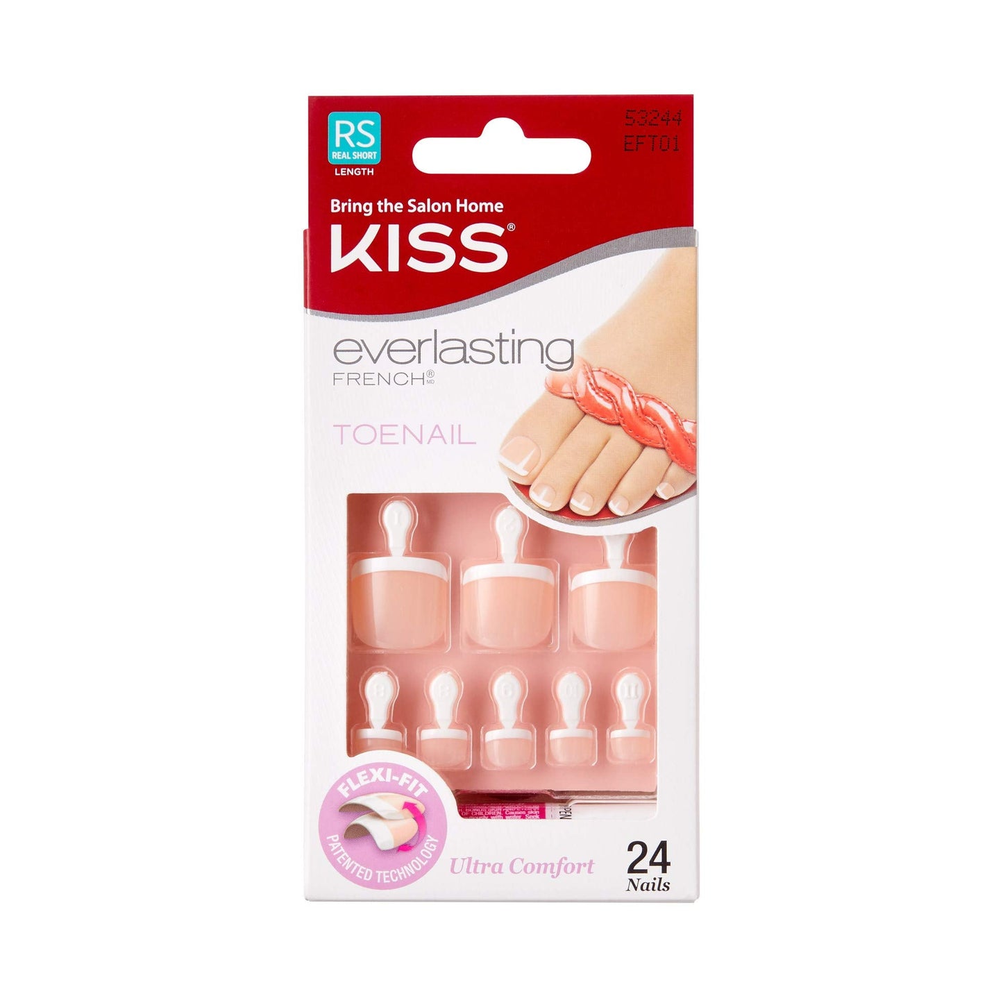 KISS Everlasting, Press On Toenails, Nail Glue Included, 'Limitless', French, Short Size, Squoval Shape, Includes 24 Nails, 2g Glue, 1 Manicure Stick Beauty & Personal Care KISS