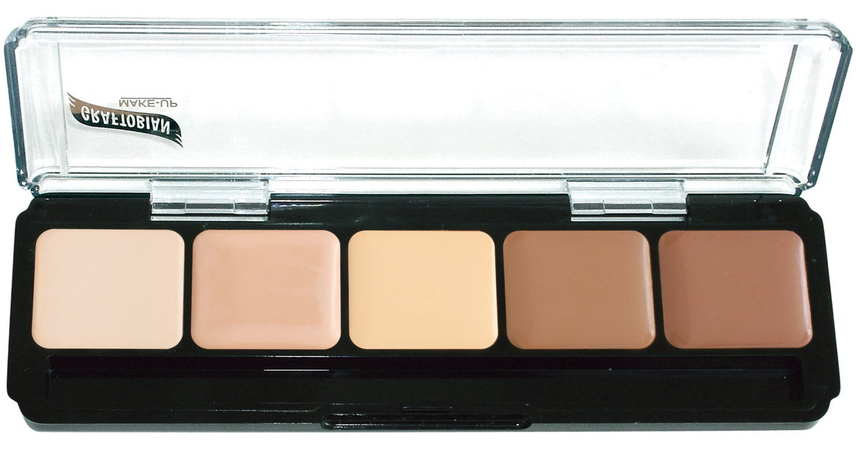 Graftobian HD Glamour Crème Foundation Palette (Highlight & Contour Light) - High Definition 5 Color Makeup Palette, Cream Based Hi-Lite and Contour