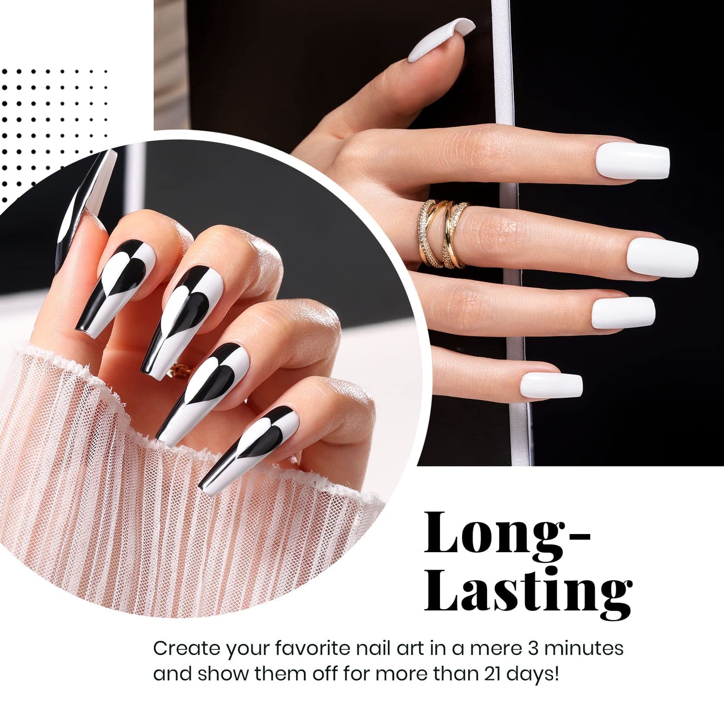 Beetles White Gel Nail Polish Black Gel Polish Kit 2 Pcs 15ml Black And White Polish French Nails Soak Off Led Nails Art Manicure Salon Diy at Home Beauty & Personal Care beetles Gel Polish