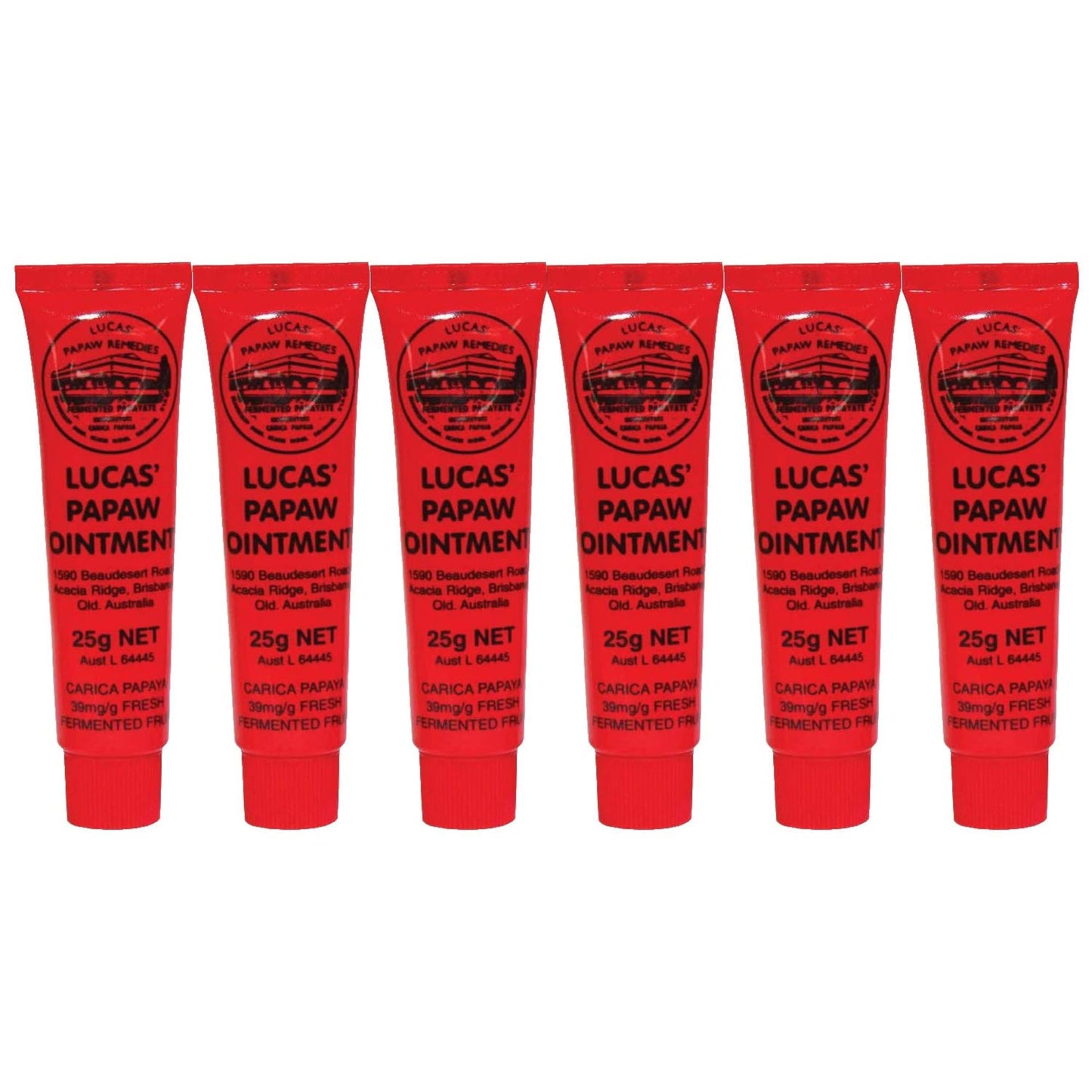 Lucas' Papaw Ointment 0.9 oz (25g) Tube, Papaya Moisturizing Cream for Lips & Skin, Multi-Purpose Skin Care Ointment, Australian Made, 6 Pack, Travel Beauty and Personal Care Lucas’ Papaw Remedies