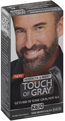 JUST FOR MEN Touch of Gray Mustache & Beard Hair Treatment, Dark Brown & Black 1 ea (Pack of 10) Beauty & Personal Care Just for Men