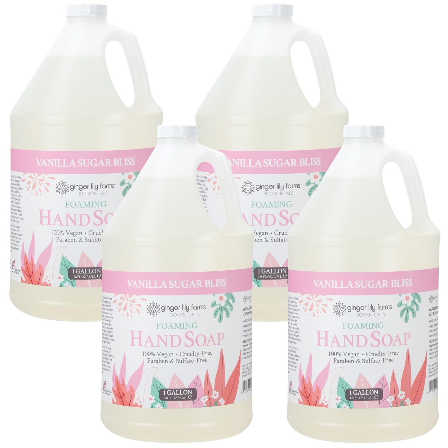 Ginger Lily Farms Botanicals All-Purpose Foaming Hand Soap Refill, 100% Vegan & Cruelty-Free, Vanilla Sugar Bliss Scent, 1 Gallon (Pack of 4) Beauty & Personal Care Ginger Lily Farms
