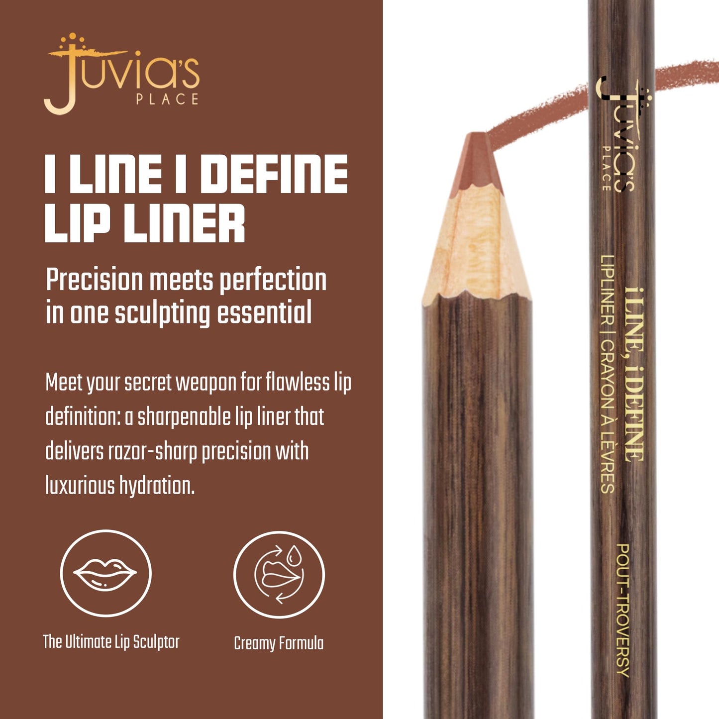 Juvia's Place I Line I Define Lip Liner - Pout-troversy - Long-Lasting Lip Liner with Hydrating Formula, Smooth Glide, Sharpenable Pencil for Precise Beauty & Personal Care Juvia's Place