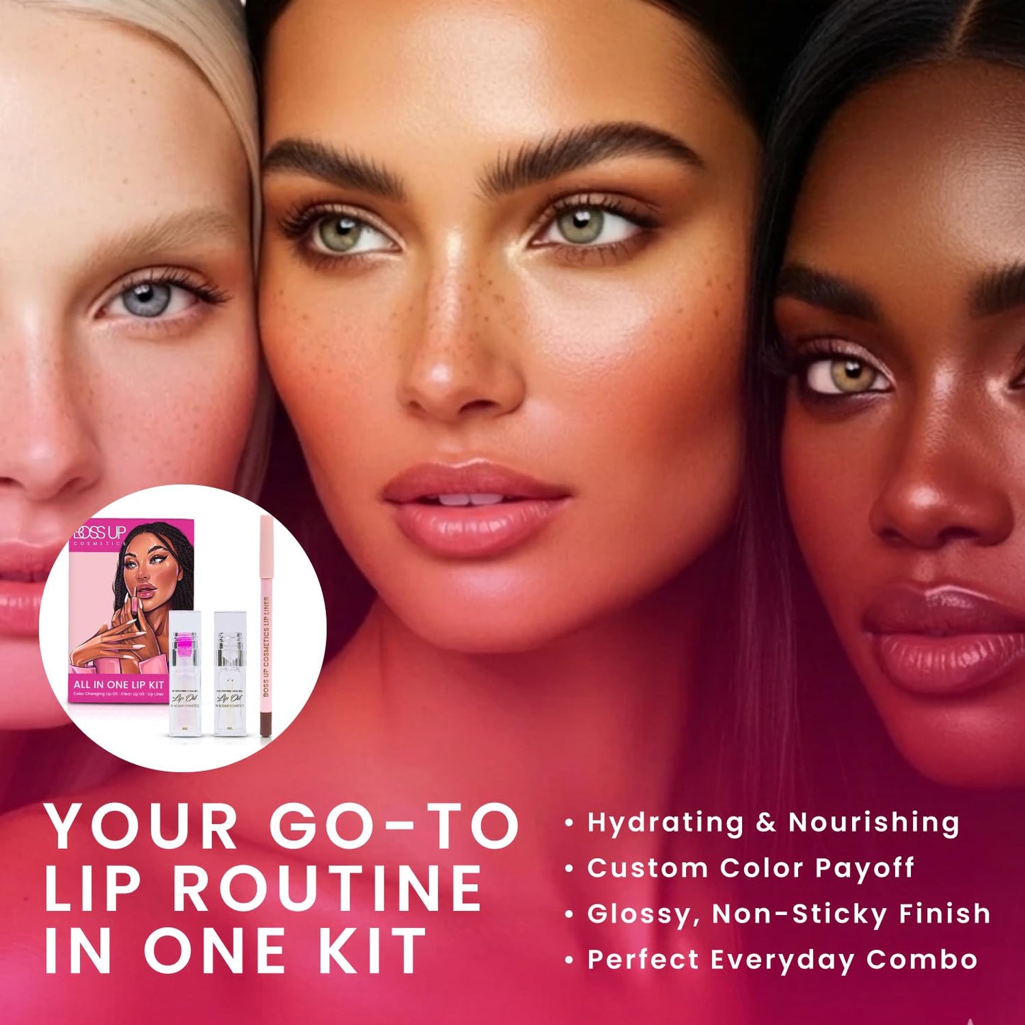 BossUp Cosmetics All-In-One Lip Kit | Light Tan Lip Liner and Lip Oil Set with Clear and Color Changing Lip Oils | Complete Lip Makeup Kit for Women Beauty & Personal Care BOSS UP Cosmetics