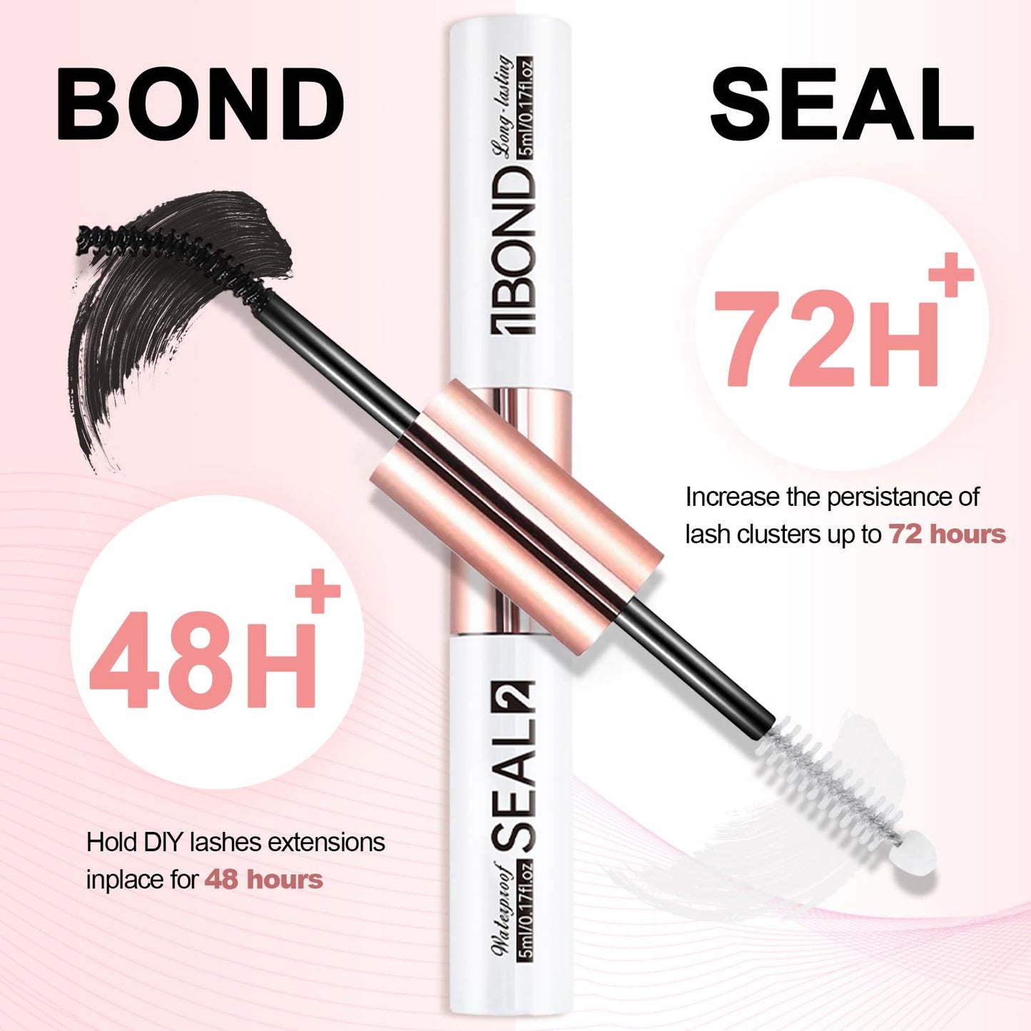 Miuffue Eyelash Glue, Lash Bond and Seal, Latex-Free Lash Glue for Sensitive Eyes, Strong Hold Eyelash Cluster Adhesive for 48 Hours Beauty and Personal Care Miuffue