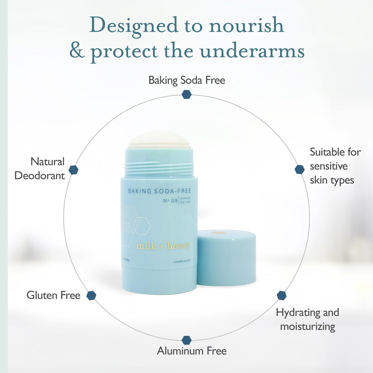 milk + honey Baking Soda Free Deodorant No. 09, Natural Aluminum Free Deodorant for Women and Men, with Lavender and Tea Tree Scent, 2.6 Oz Beauty and Personal Care milk + honey