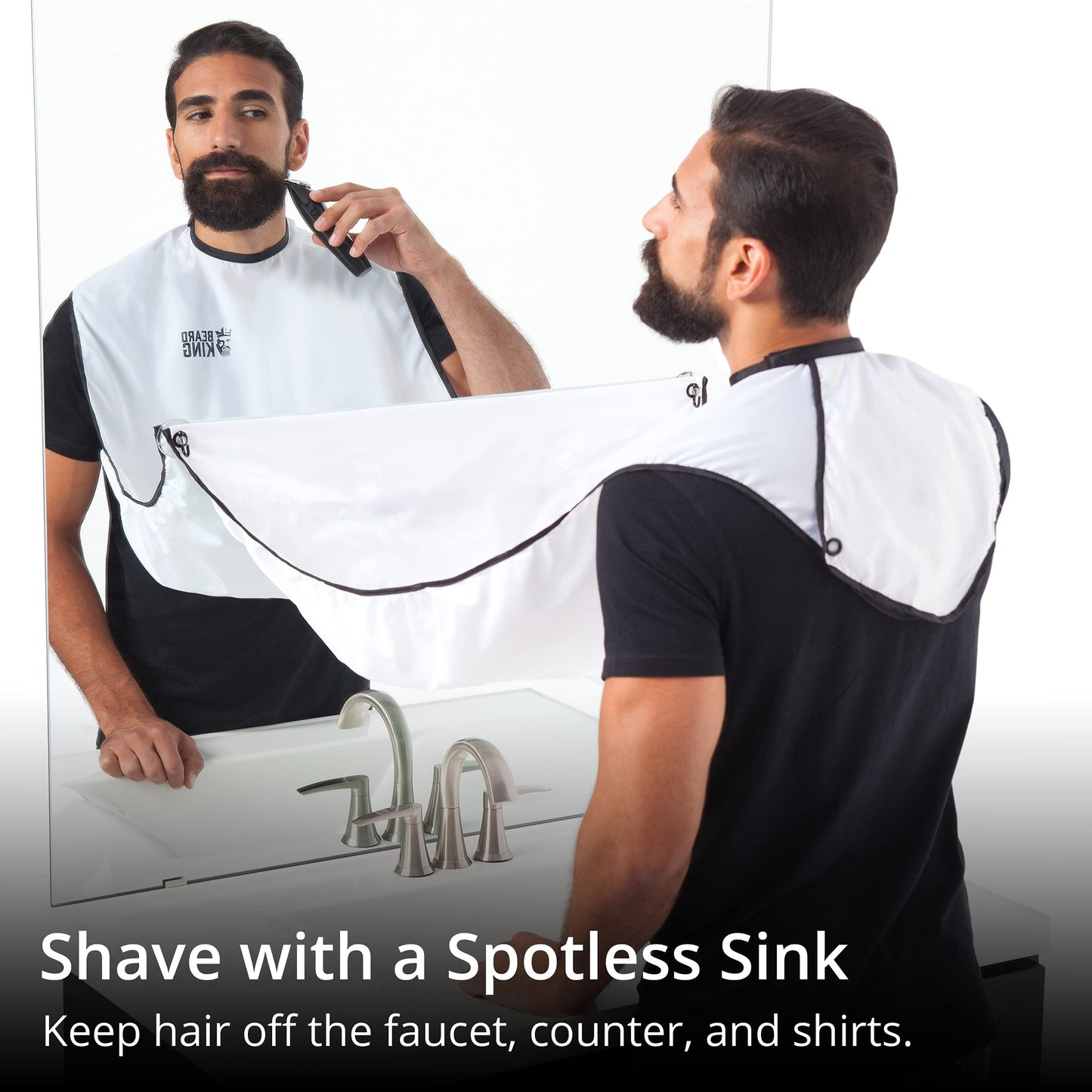 BEARD KING Beard Bib Apron - As Seen on Shark Tank - Gifts for Him, Stocking Stuffers for Men, Mens Gift, White Beauty and Personal Care BEARD KING