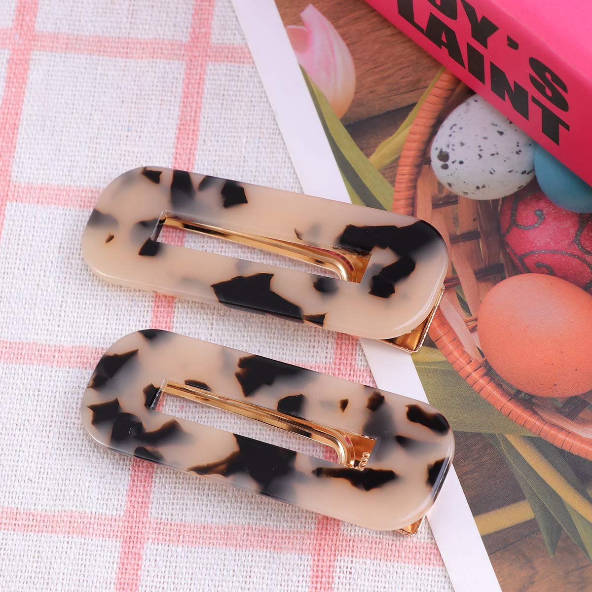 2 Pcs Tortoise Shell Hair Clips Leopard Barrettes Vintage Hair Clip for Girls Beauty & Personal Care Lurrose